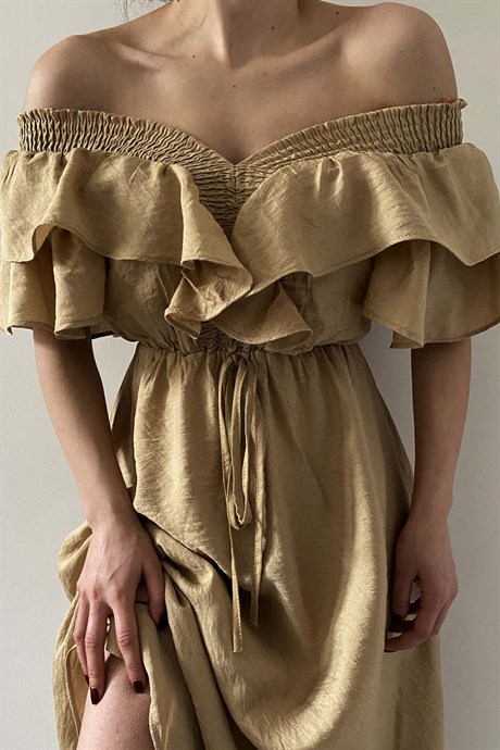 Kolu Volanlı Carmen Elbise