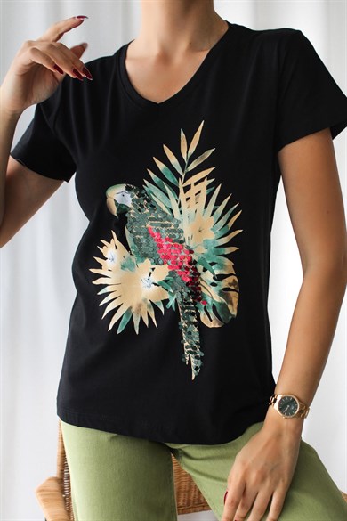 Papağan Desen Tasarım Tişört